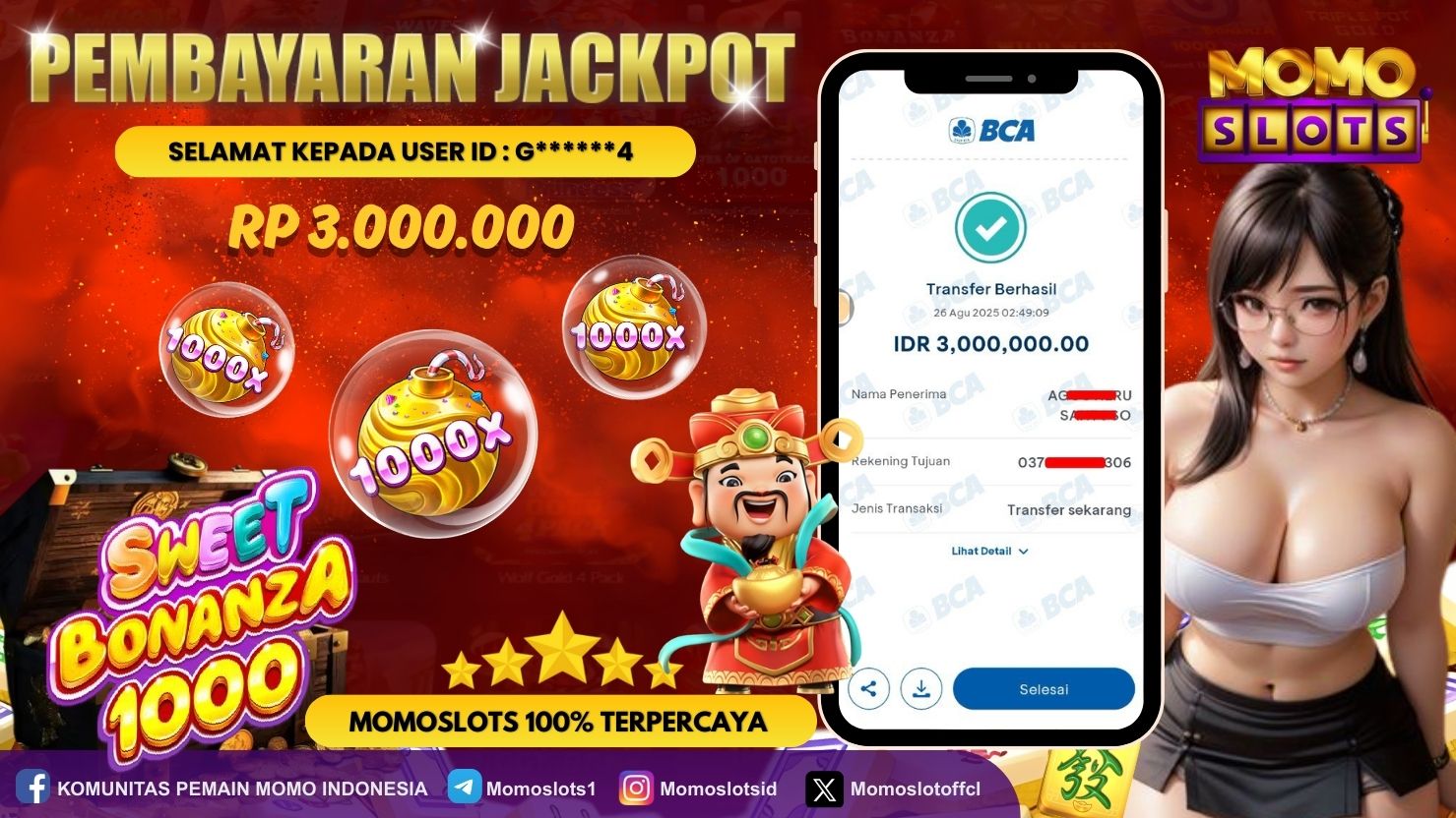 MOMOSLOTS JACKPOT SLOT SWEET BONANZA 1000